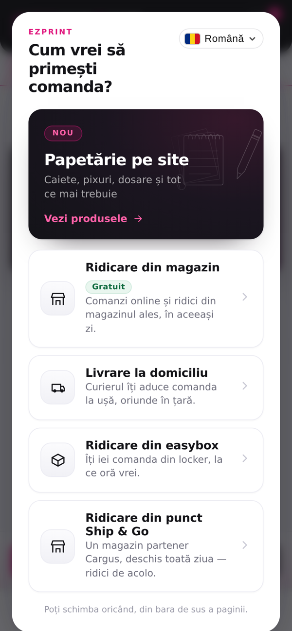 EzPrint pe telefon: cum vrei să primești comanda